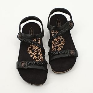 Aetrex 'Jillian' Black Adjustable Strap Sandals